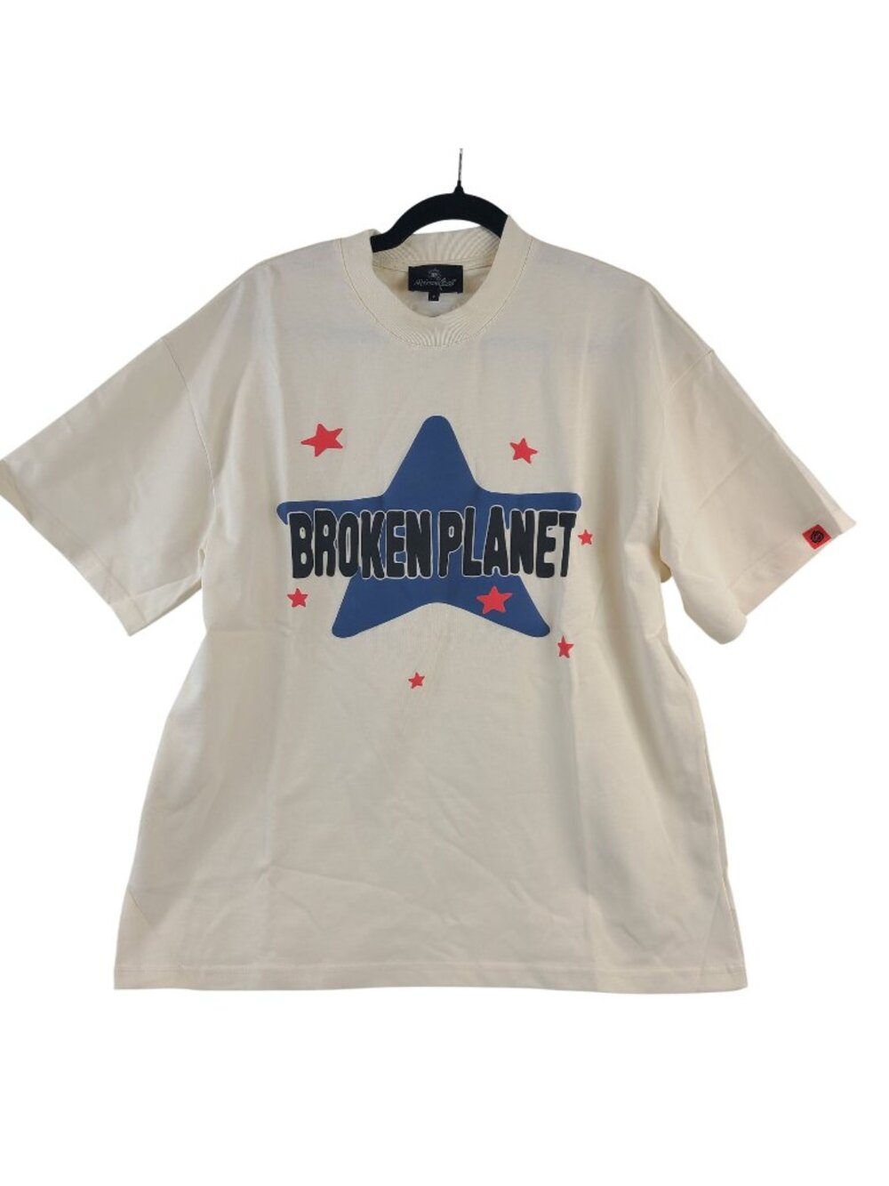 NEW Broken Planet Star Graphic T-Shirt Sz LCream Cotton Short Sleeve